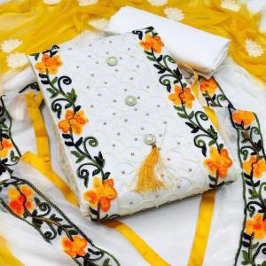 Kashmiri Aari Embroidery Three Piece (Semi-Stitched)